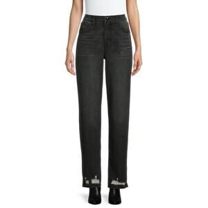 No Boundaries Jrs Size 15 Jeans Super High‎ Rise Straight Leg Split Hem Baggy